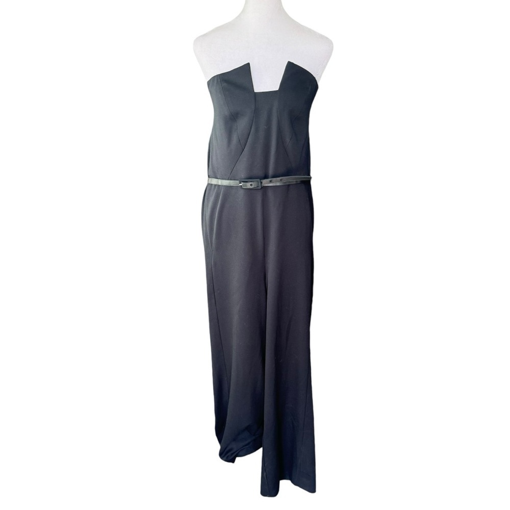 Black Halo - Strapless Belted Black Formal Jumpsuit Sz 8